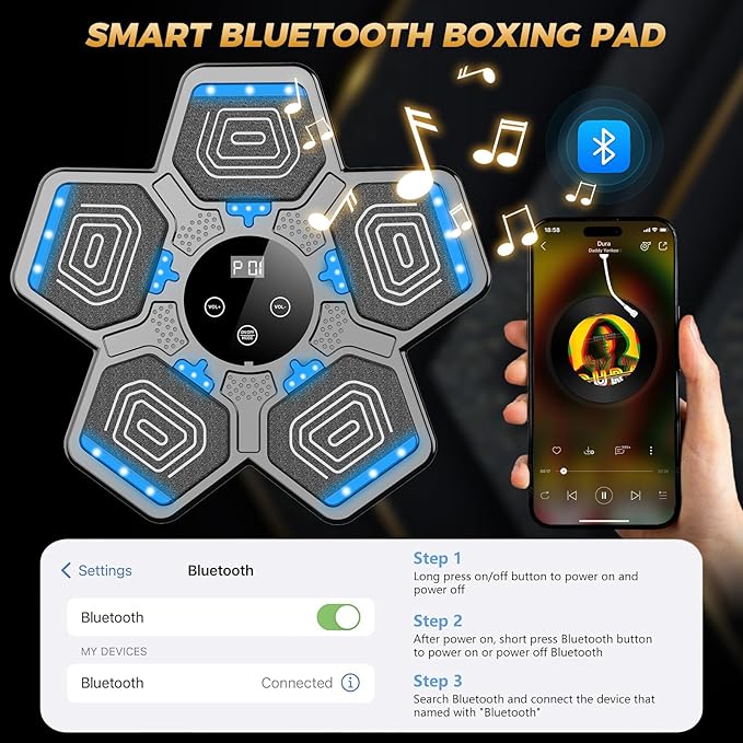 2026 Music Boxing Machine for Adults and Kids, Smart Bluetooth Boxing Training Equipment with Gloves Wall Mounted, Workout Punching Machine for Home,Office and Gym
