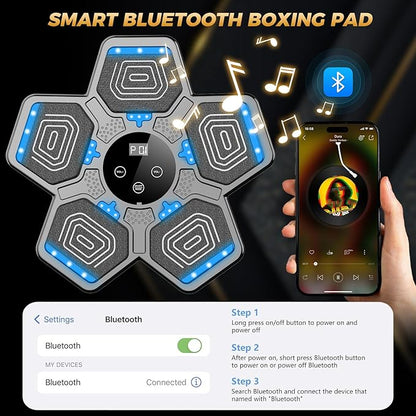 2026 Music Boxing Machine for Adults and Kids, Smart Bluetooth Boxing Training Equipment with Gloves Wall Mounted, Workout Punching Machine for Home,Office and Gym