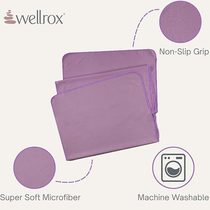Wellrox Microfiber Yoga Mat Towel with Grip – Ultra Absorbent, Super Soft, and Quick Dry Hot Yoga Towel Non Slip for Pilates, Bikram, and Fitness Workouts (74” x 26”, Lavender)
