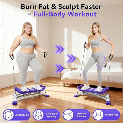 EPHESPORT Rocking Balance Board with Resistance Bands – Ski-Inspired Stepper for Core & Stability Training, LCD Monitor, 300 lbs Capacity, Wobble Fitness Trainer for Home Gym