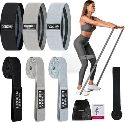 Resistance Bands for Working Out Set, 3 Pcs Pull Up Bands and 3 Pcs Assistance Bands with Door Anchor for Legs, Glutes, Hip, Fabric Loop Bands Workout Bands Resistance for Gym, Home, Office