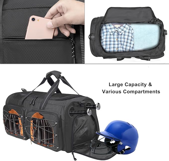 MOSISO Baseball Bat Bag, Large Capacity Catchers Gear Duffle Bag with Shoe Compartment&Adjustable Shoulder Strap&Handle for Training Gear Sports Gym Equipment
