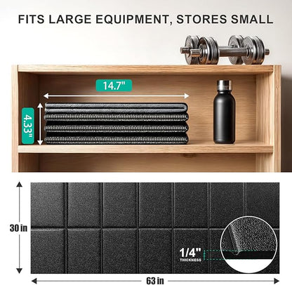 Foldable Treadmill Mat Walking Pads, Bike Exercise Equipment Mat, 1/4" Thick, 63"x30" Anti-Slip Waterproof Floor Protector for Carpet, Home Hardwood, Home Gyms, Workout Fitness Machines, Yoga, Gift