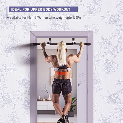 Endless EL1037 Stainless Steel Curved Pull Up Bar for Home Wall | Material: Stainless Steel | For Strengthening Exercises at Home or Gym with Anti-Skid Cushion Grip | For Adult, Men and Women