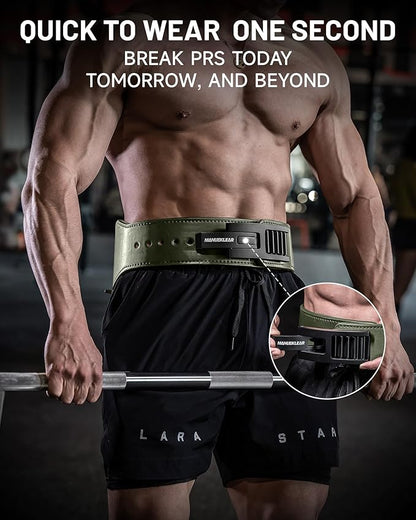 MANUEKLEAR Tapered Lever Weight Lifting Belt, 10MM Quick Locking Lever Belt Weightlifting Men, Lifting Belt Lever for Powerlifting & Deadlifts