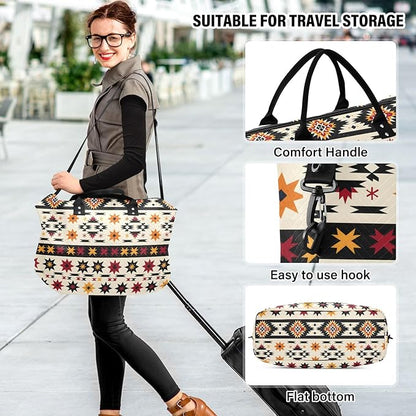 Weekender Bags Travel Duffel Gym Bag Indian Aztc Western Carry on Overnight Tote Bag with Toiletry Bag for Airplane Travel Trip Gym Yoga