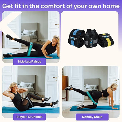 Resistance Fabric Booty Bands- 3 Working Out Hip Stretch Bands for Legs, Butt, Glutes- Exercise Loop Band for Workout, Stretching, Warm-Up, Strength Training, Squats, Build Glute & Muscle, Women & Men