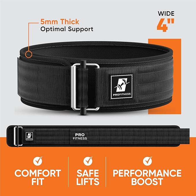 ProFitness 4 Inch Wide Weight Lifting Belt | Workout Belt - Men's Lifting Belt (Black/Red, X-Large)