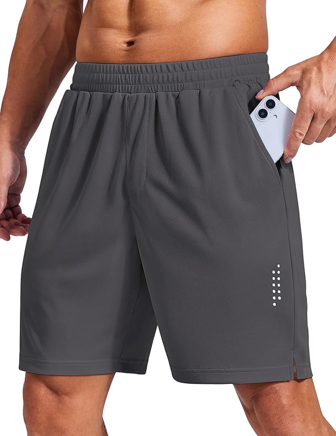 COOFANDY Mens Gym Athletic Shorts with Zipper Pockets Quick Dry 7" Workout Running Training Shorts