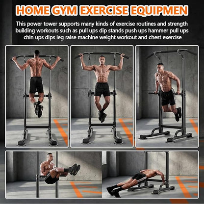 Power Tower Pull Up Dip Station, Freestanding Pull Up Bar for Home Gym, Heavy Duty Multi-Function Strength Training Equipment with 330LBS Weight Capacity