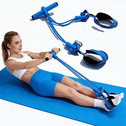 Fitness Resistance Bands with 4 Tube Pedal Ankle Puller, Elastic Yoga Pedal Stretch Band for Exercise, AB Training, Sit Up Equipment