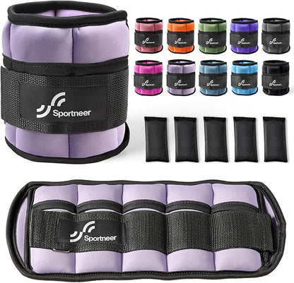 Sportneer Adjustable Ankle Weights Set - 1 Pair (2-10 lbs) Removable Sandbags for Women & Men, Comfortable Neoprene Leg Weights for Walking, Running, Pilates, Yoga, Home Workout & Physical Therapy