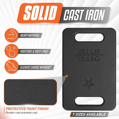 Yes4All Cast Iron Rucking Weight for Backpack, Training Weight Plate with Ergonomic Rounded Handle, Protective Glossy Finish for Weighted Walking, Hiking, Rucking, Resistance Workout, 10 LB