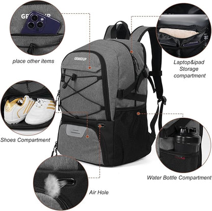 GRANDUP Basketball backpack with ball and shoes compartment Fit Volleyball, soccer, Swim, Gym, Travel, and School, large capacity sports training equipment bags