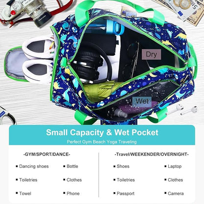 Gym Travel Duffle Bag for Girls - Gymnastics Sports Dance Bag with Shoe Compartment & Wet Pocket Panda Kids Travel Bag Teens Weekender Sleepover Carry On Bag