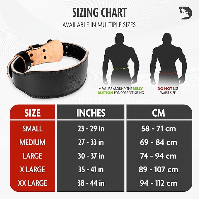 DMoose Fitness Weight Lifting Belt for Men & Women - 7MM Premium Cushioned Lumbar Support & Genuine Leather Adjustable Weightlifting Belt for Squats, Deadlifts & Workouts