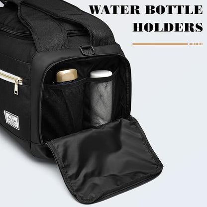 Gym Bags for Men with Shoes Compartment & Wet Pocket 4 Way Large Sports Duffle Bag Backpack Weekender Overnight Bag for Travel, Fitness, Workout, Birthday Gift for Men, Black