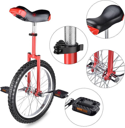 AW 16/18/20/24 Inch Wheel Outdoor Unicycle Adjustable Seat Exercise Bicycle Fit Adults Kids Outdoor Sports Fitness Exercise, for Choice