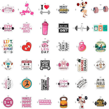 100Pcs Fitness Stickers, Weightlifting Training Gym Stickers for Water Bottle, Laptop - Workout Gifts, Weight Lifting Party Supplies