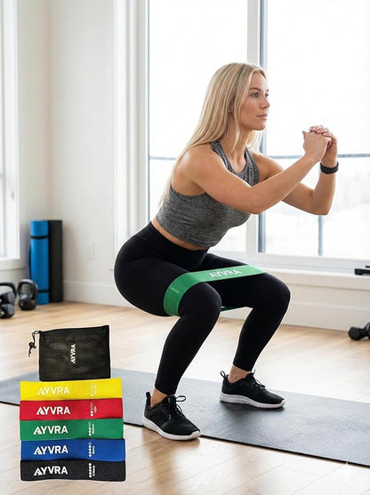 Fabric Resistance Bands Set of 5 – Non‑Slip Booty Bands for Legs & Glutes – Includes Access to Exclusive Training HUB