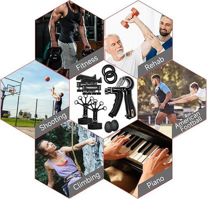 10PCS Grip Strength Trainer Kits, Hand Gripper Strengthener, Forearm Strengthener, Forearm Exerciser, Finger Grip Strengthener, Wrist Strengthener, Stress Relief Ball, Grip Ring, for Muscle Building, Hand Exercisers for Therapy