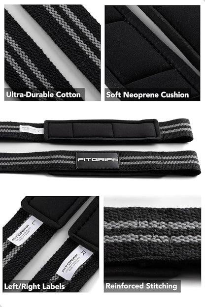 Fitgriff® Lifting Wrist Straps for Weightlifting, Gym, Deadlift, Workout (Made of Premium Cotton & Padded) - Men & Women