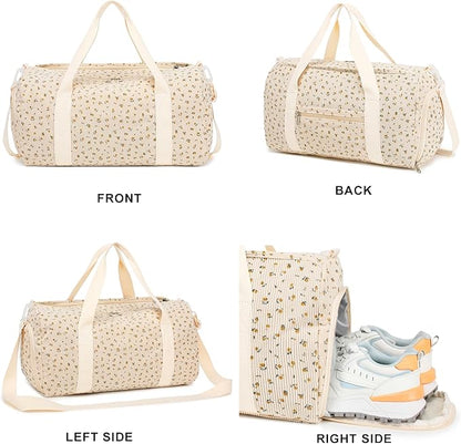BTOOP Duffle Bag for Gym Sports Women Girls Workout Travel Bag Weekender with Shoe Compartment and Wet Pocket