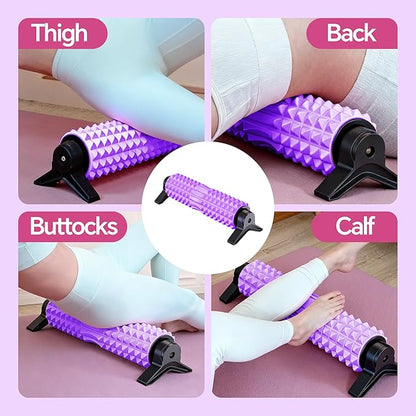 Foam Roller with Detachable Stand, 18” Deep Tissue Massage Roller, Beginner-Friendly Support Design for Muscle Recovery, Home Workout & Fitness - Purple