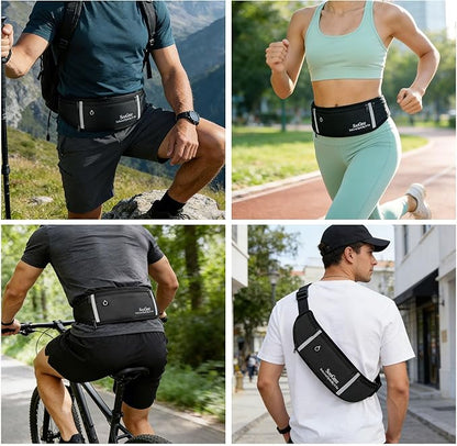 Fanny Packs, Running Belt Pack, Waist Pack Bag for Men and Women, Lightweight Runners Water Bottle Belt Bag, Phone Holder Money Belt for Traveling Hiking Cycling Walking