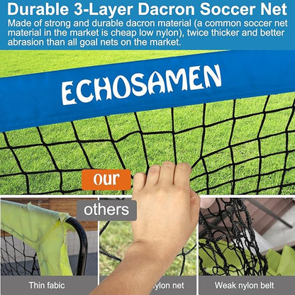 Kids Soccer Goals for Backyard, 2 of 6 x 4 ft Kids Soccer Goal Set Soccer Net with 10 Soccer Cones, Agility Ladder & Carry Bag, Portable Soccer Training Equipment.