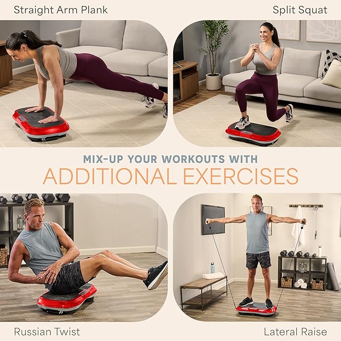 Lifepro Waver Vibration Plate Exercise Machine for Lymphatic Drainage, Muscle Activation, Full-Body Workout Vibrating Platform with Loop Bands, Fitness Equipment for Strength Toning & Fat Loss