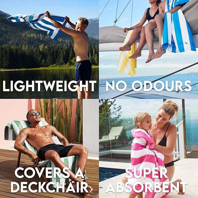 Dock & Bay Beach Towel - Quick Dry, Sand Free - Compact, Lightweight - 100% Recycled - Includes Bag - Cabana - Waikiki Coral Red - Large (160x90cm, 63x35)