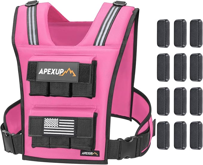 APEXUP Adjustable Weighted Vest Men 20lbs/30lbs/40lbs Weights with Reflective Stripe, Weight Vest Woman Workout Vest for Strength Training Running Walking