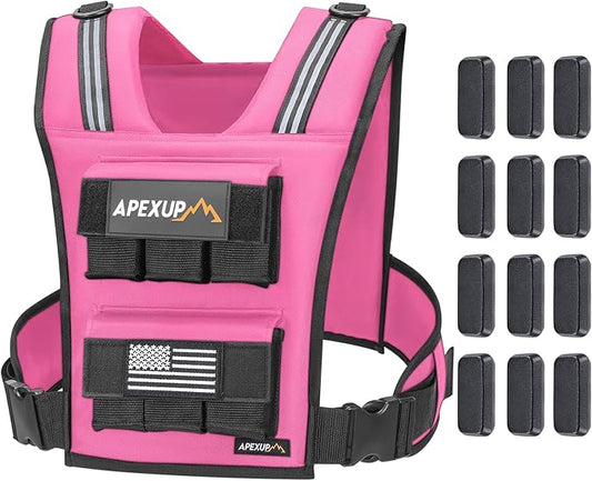 APEXUP Adjustable Weighted Vest Men 20lbs/30lbs/40lbs Weights with Reflective Stripe, Weight Vest Woman Workout Vest for Strength Training Running Walking