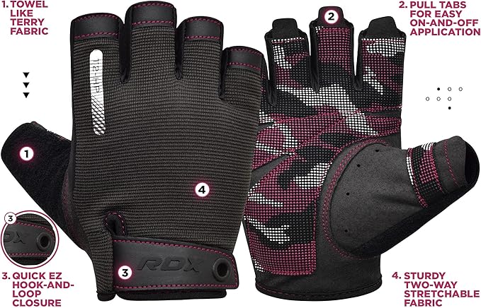 RDX Weight Lifting Gloves, Additional Stretchable Long Wrist Support, Full Palm Grip, Men Women Fitness HIIT Workout, Bodybuilding Powerlifting Strength Training Cycling Exercise Home Gym Equipment