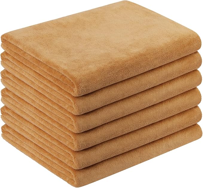 JML Large Microfiber Bath Towels, 6 Pack 30" x 60", Oversized, Soft, Super Absortbent, Fast Drying Bathroom Towel Set for Sauna, Hair Wrap, Salon,Sport, Fitness, Yoga, Beige