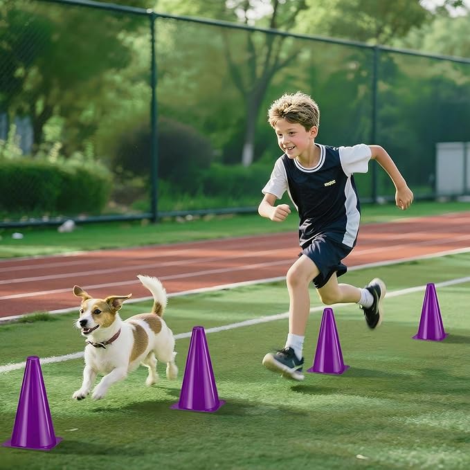 24pcs Cones 9 Inch Soccer Cones and Plastic Traffic Cones, Durable Cones for Sports Training, Ideal for Soccer, Basketball, Football, Skating, and Agility Drills Practice