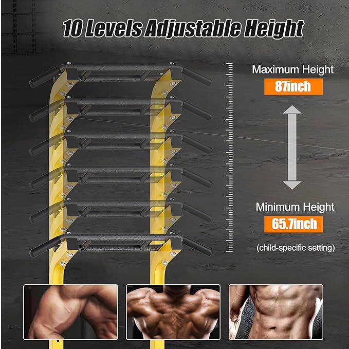 soges Pull Up Bar Dip Station, Power Tower with A Backrest, Adjustable Height Pull Up Bar Stand, Multi-Function Home Gym Strength Training