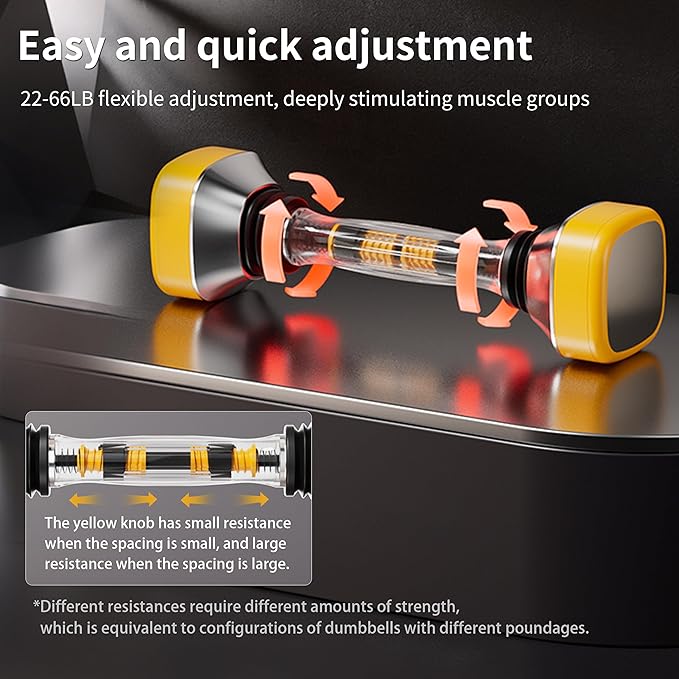 Dynamic Weight Adjustable Dumbbell Set 22-66 lbs,Weight for Full Body Workout, Home Gym Equipment for Men & Women, Adjustable Weight for Arm & Core Training, Chest Exercise Equipment Fitness Dumbbells hazoooo