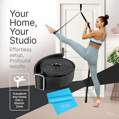Stretching Strap with Door Anchor & Resistance Band – Leg Stretcher for Improving Flexibility & Splits – Ideal for Ballet, Dance, Cheer, Yoga & Gymnastics – Home Training Equipment for All Levels
