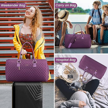 LOVEVOOK Travel Duffle Bag, Weekender Bag for Women with Toiletry Bag, Carry on Overnight Bag with Shoe Compartment, Gym Duffel Bag with Wet Pocket, Mommy Hospital Bags for Labor and Delivery