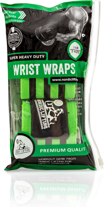 Nordic Lifting Wrist Wraps Super Heavy Duty (1 Pair/2 Wraps) 24" Support for Weight Lifting | Powerlifting | Gym | Cross Training- Weightlifting Thumb Loop - Men & Women