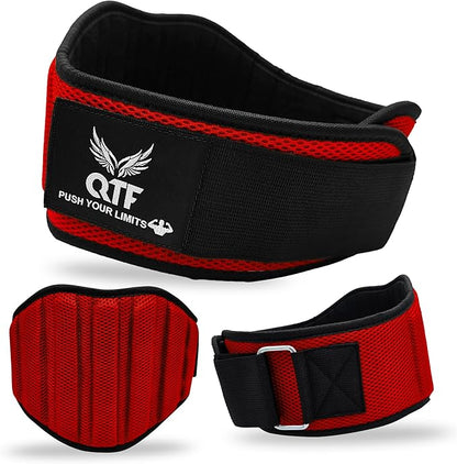 QTF Fitness Neoprene Weight Lifting Belt - Adjustable 6" Gym Support for Stability & Lumbar Support - Sweat Resistant Weightlifting Belt for Men & Women for Squats, Deadlifts & Bench Presses