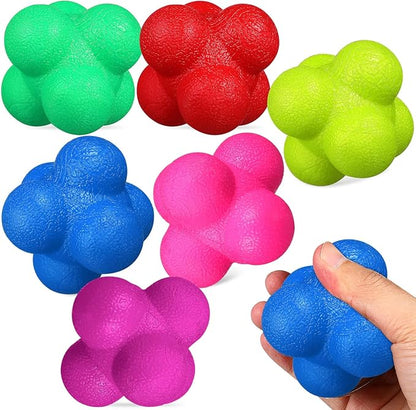 Alasum 6 Pcs Hexagonal Reaction Balls for Fitness and Agility Training Lightweight Reflex Balls for Hand-Eye Coordination and Reaction Improvement in Sports Exercise