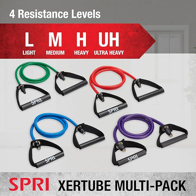 SPRI Xertube Resistance Bands with Handles – All Exercise Cords Sold Separately with Home Gym Workout Fitness Door Anchor Attachment Option