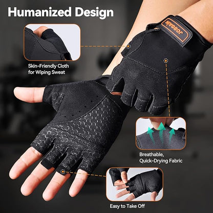 Workout Gloves for Women and Men, Breathable Weight Lifting Gloves, Grip & Shock Absorption, Full Palm Protection, for Gym Exercise, Fitness, Training & Cycling