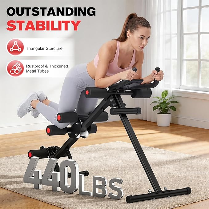 DERACY Ab Workout Machine Adjustable Ab Trainer Abdominal Trainer for Home Gym Foldable Ab Crunch Machine for Core 440 LBS