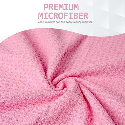 Eunzel 2 Pack Hot Yoga Towel, Non-Slip Yoga Mat Towel with Grip Dots Stickyfiber Sweat Absorbent Towel for Hot Yoga, Pilates and Workout 72" x 24", Pink