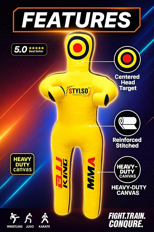 Unfilled Grappling Dummy – Adult Life Size Wrestling & BJJ Training Dummy, MMA Jiu Jitsu Judo Takedown & Throwing Practice, Heavy-Duty Triple-Stitched Canvas Submission Dummy