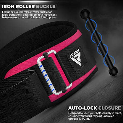 RDX Women Weight Lifting Belt 6.5” Curved Padded Back Lumbar Support, Fitness Strength Training, Core Exercise Workout Bodybuilding Powerlifting Deadlifts Squats, Ladies Home Gym Equipment